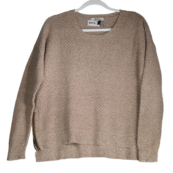 Madewell Sweater Womens Medium Brown Zip Sides Cotton Blend Boho Relaxed Cozy - Picture 1 of 7